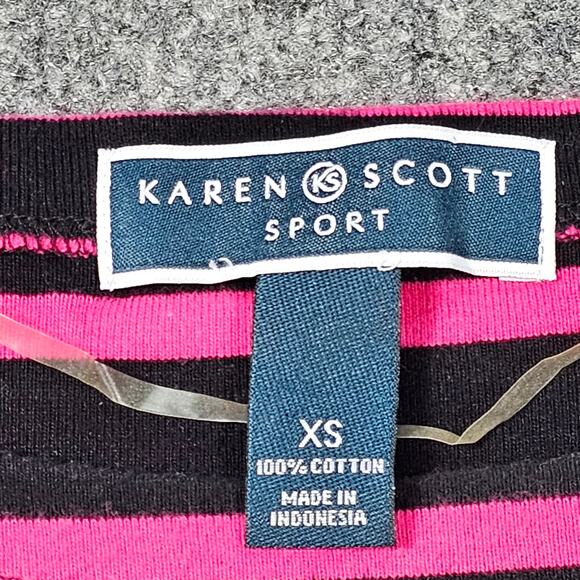 Karen Scott Sport Sweater Dress Womens Size XS Black Pink White 100% Cotton - Picture 6 of 7